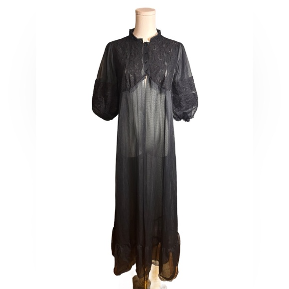 styled by Gilbreath Other - Vintage Sheer Black Lace Robe size Small Styled by Gilbreath